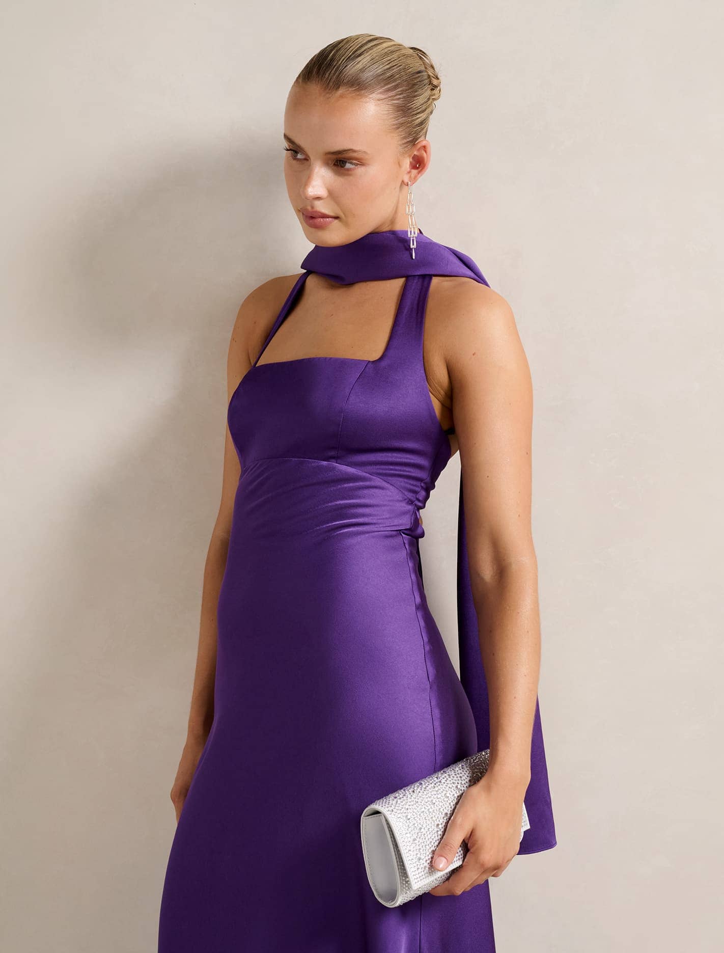 Cara Satin Scarf 0 Royal Purple Forever New