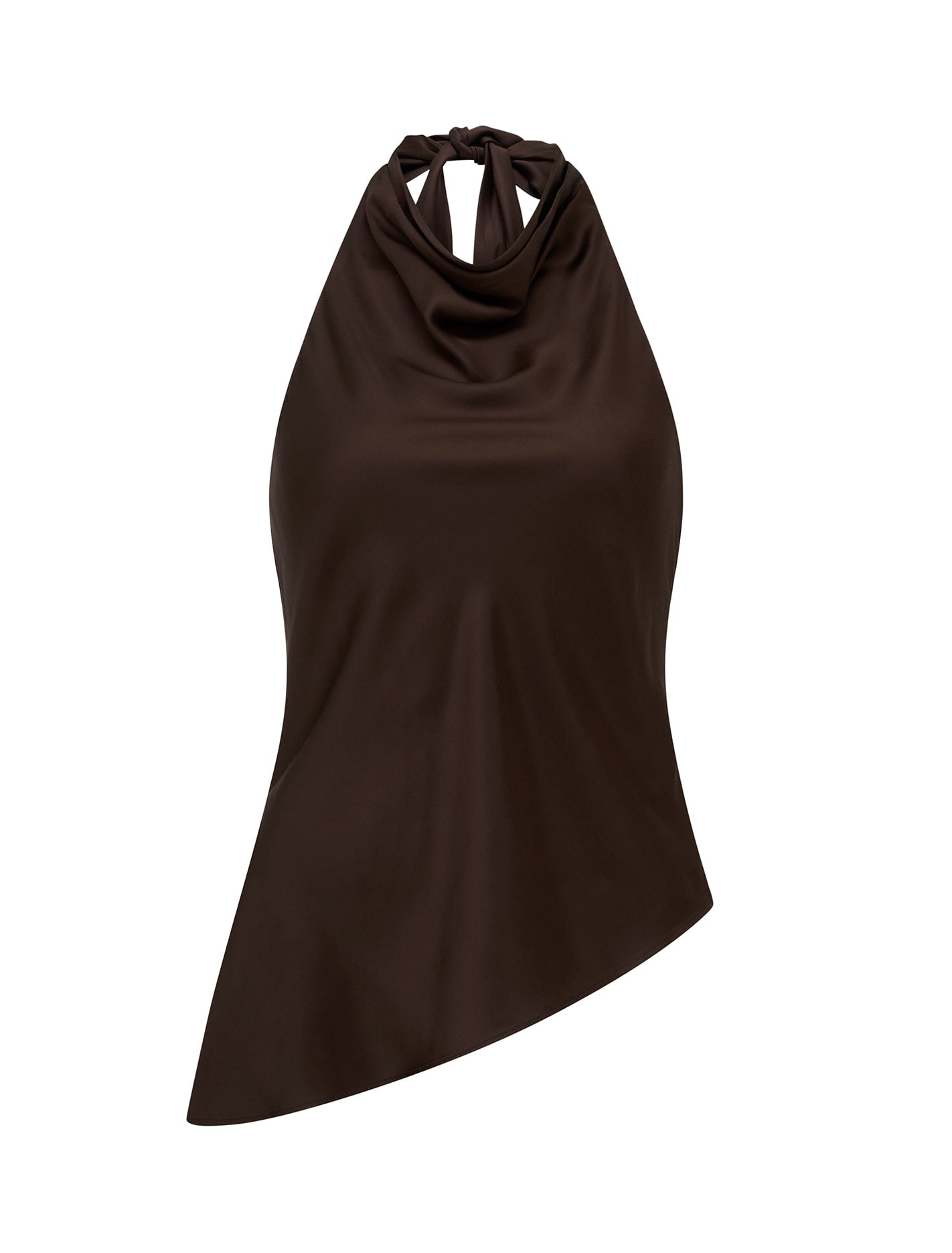 Skyler Halter Satin Top Chocolate Co-ord | Forever New