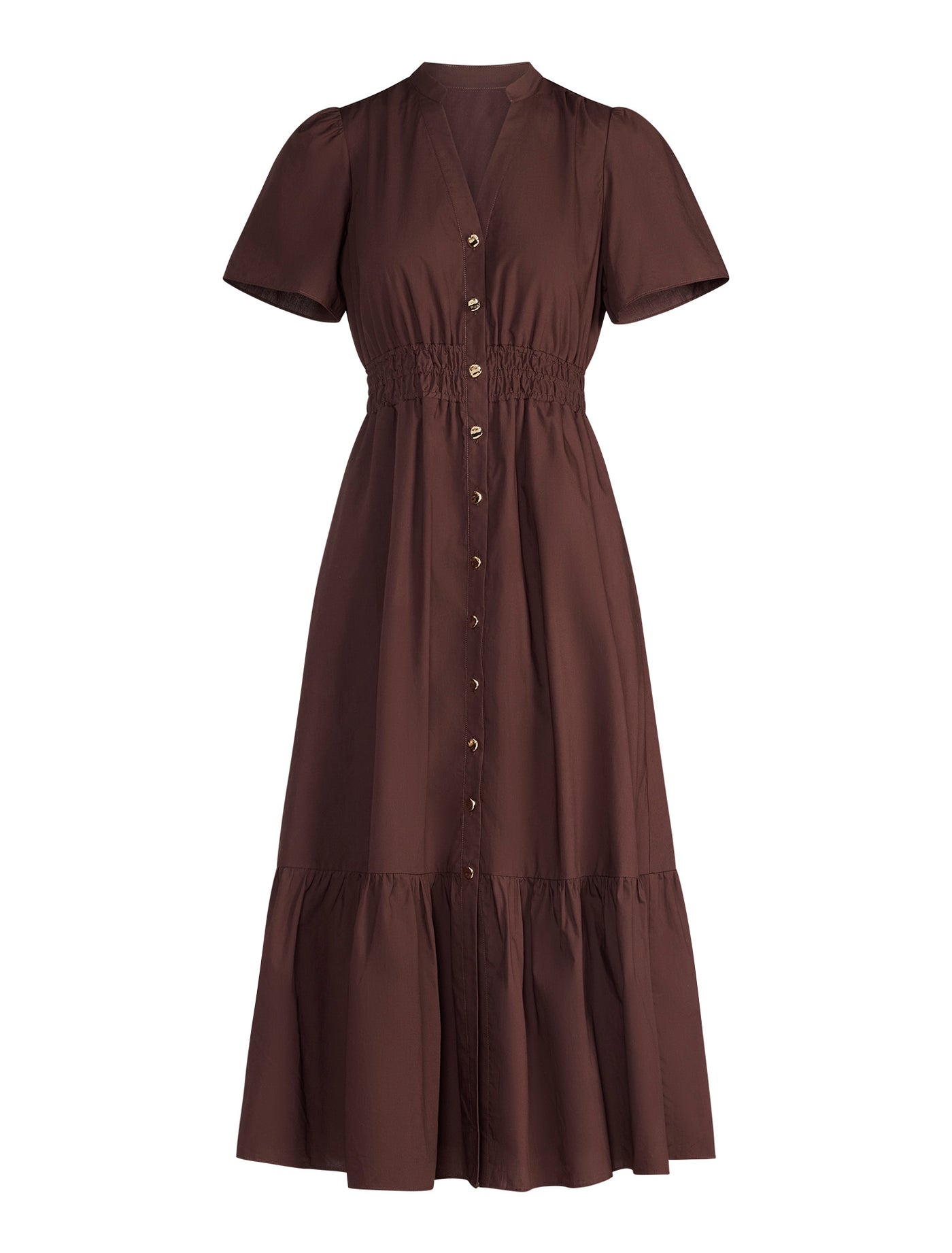 Sweetheart Shoulder Strap Front Button Down Midi Dress main image 1