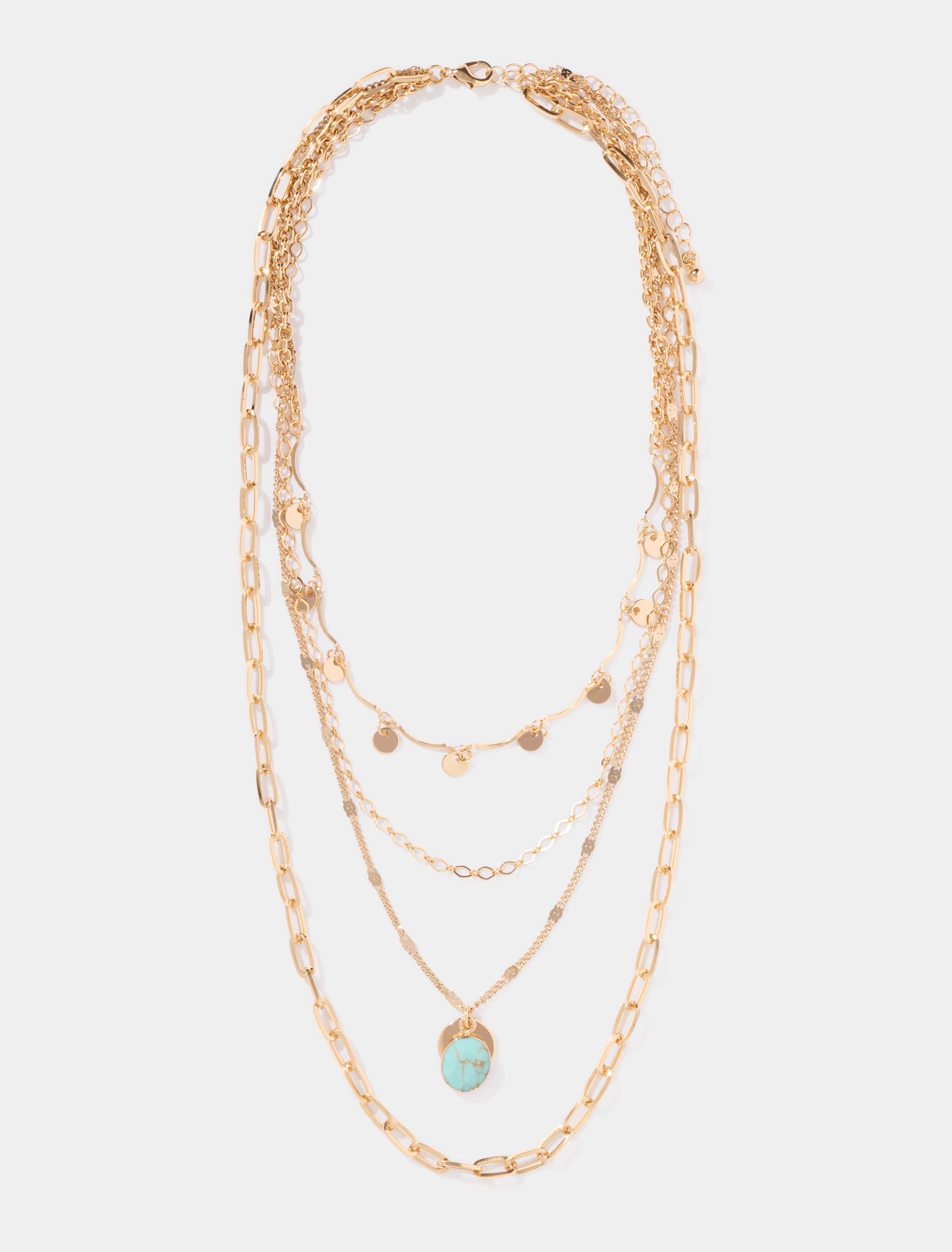 Aurora Layered Necklace 0 Turquoise Gold Forever New