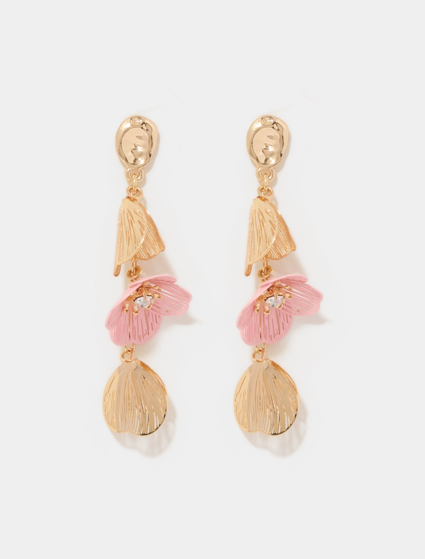 Jane Flower Drop Earrings 0 Pink Gold Forever New