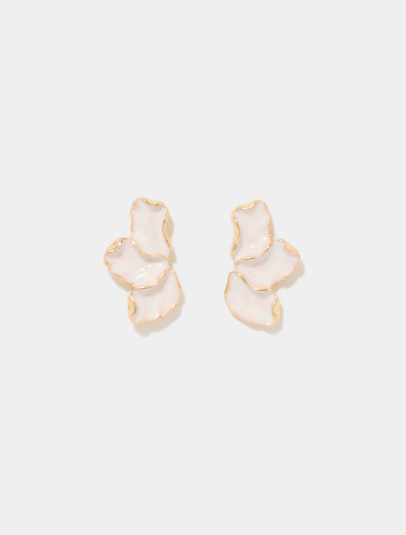 Evie Enamel Petal Earrings 0 Ivory Gold Forever New