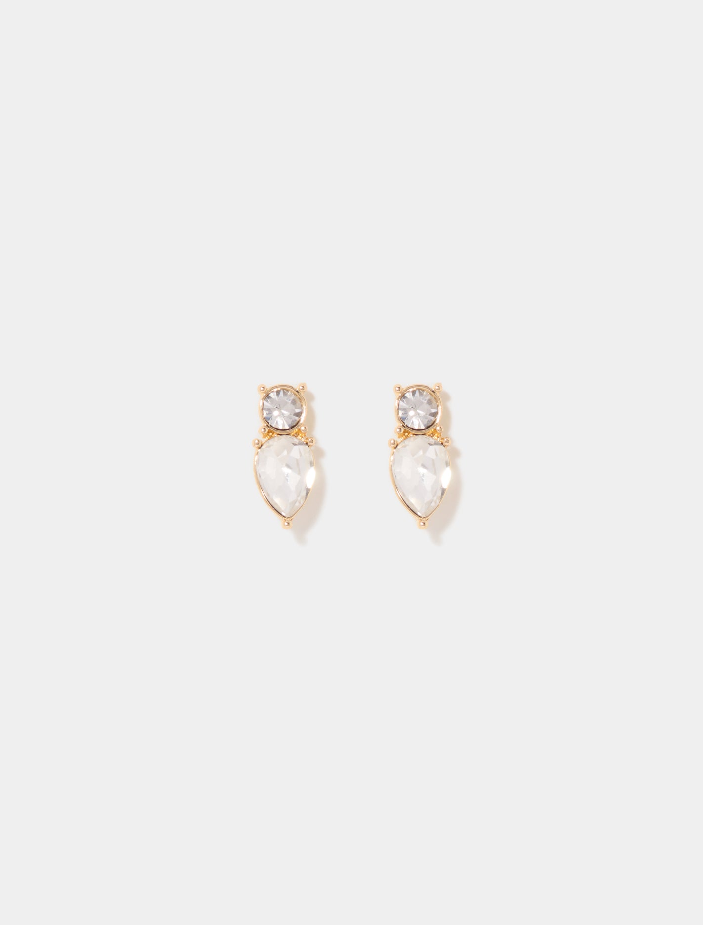 Leila Dainty Stone Stud Earrings 0 Gold Crystal Forever New