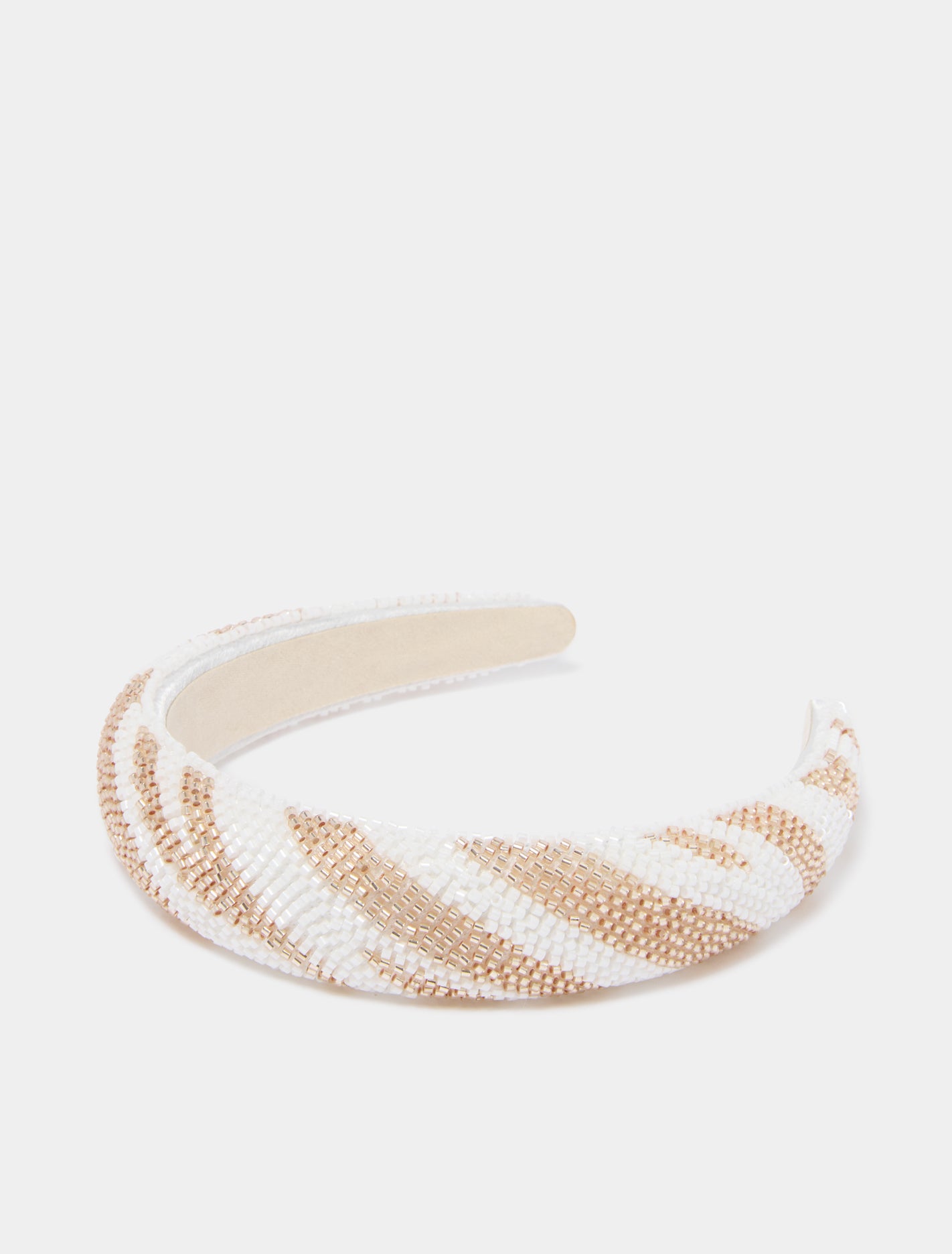 Savannah Padded Bead Hairband 0 Ivory Gold Forever New