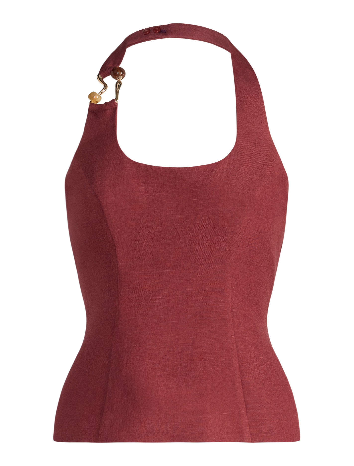 Dina Hardware Linen Top Cognac Forever New