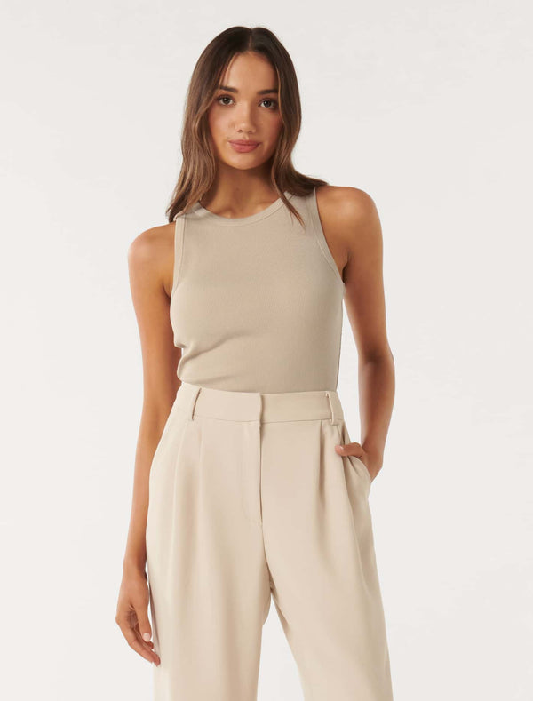 Remi Petite Rib Racer Tank Top Forever New