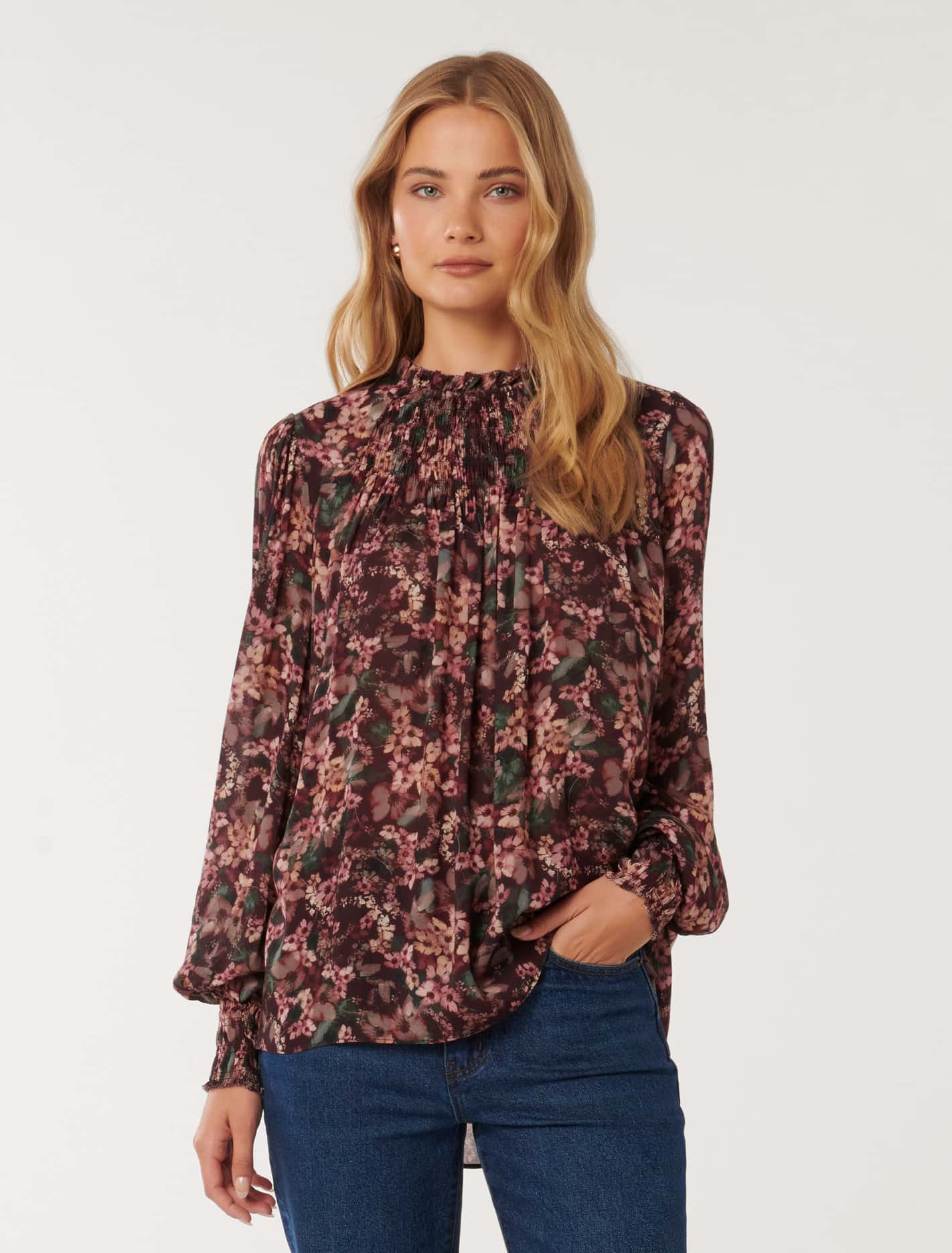 Cyndell Shirred Yoke Shell Top Daphne Ditsy | Forever New