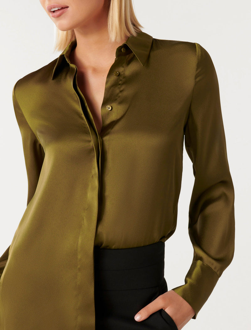 Celia Satin Shirt Forever New
