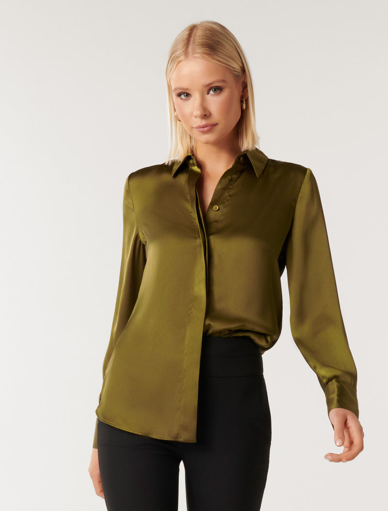 Celia Satin Shirt Forever New
