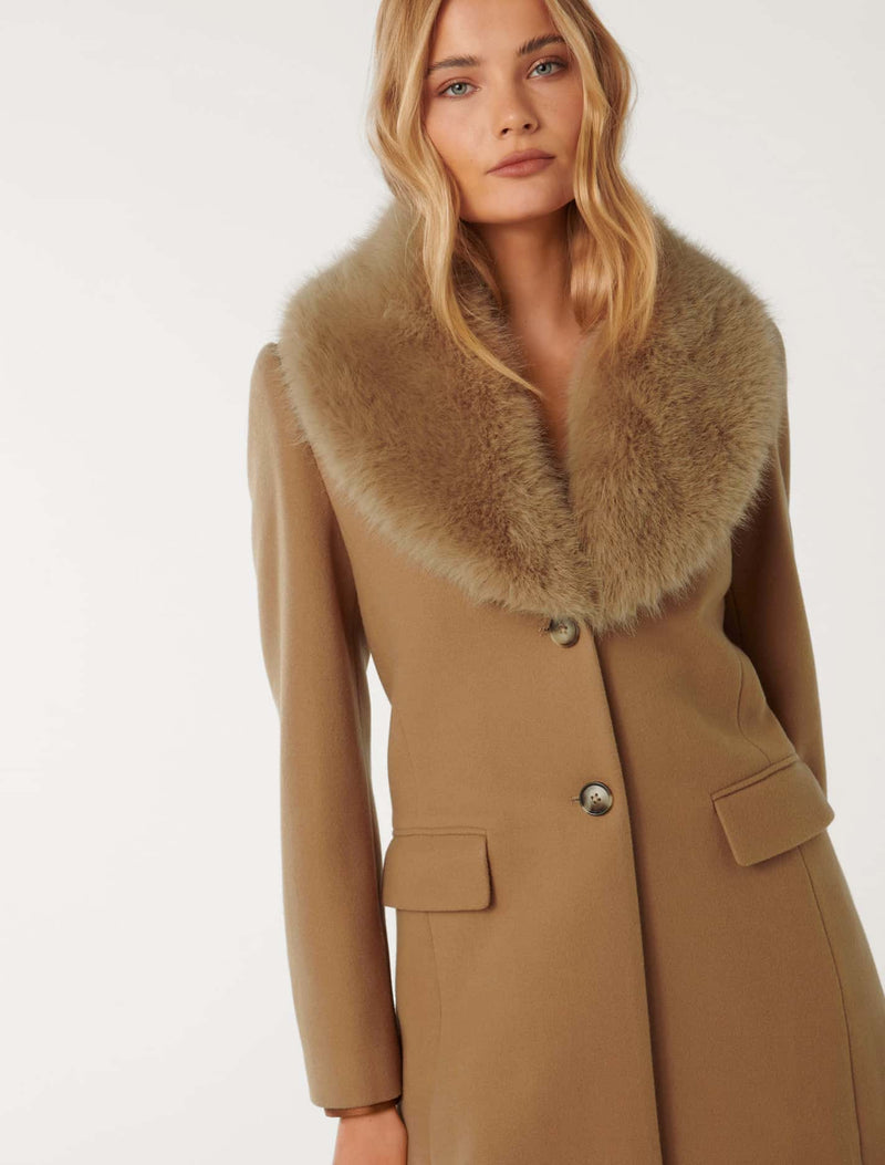 Amber Fur Collar Coat Forever New