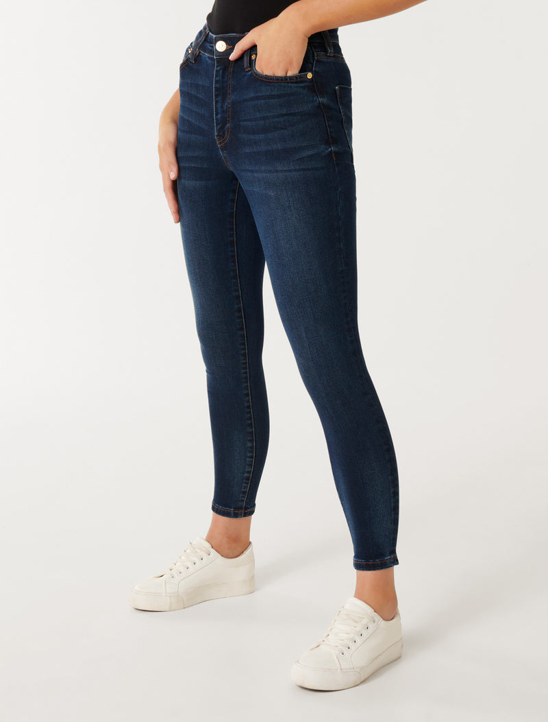Nala Mid-Rise Ankle Skinny Jeans Navy | Forever New