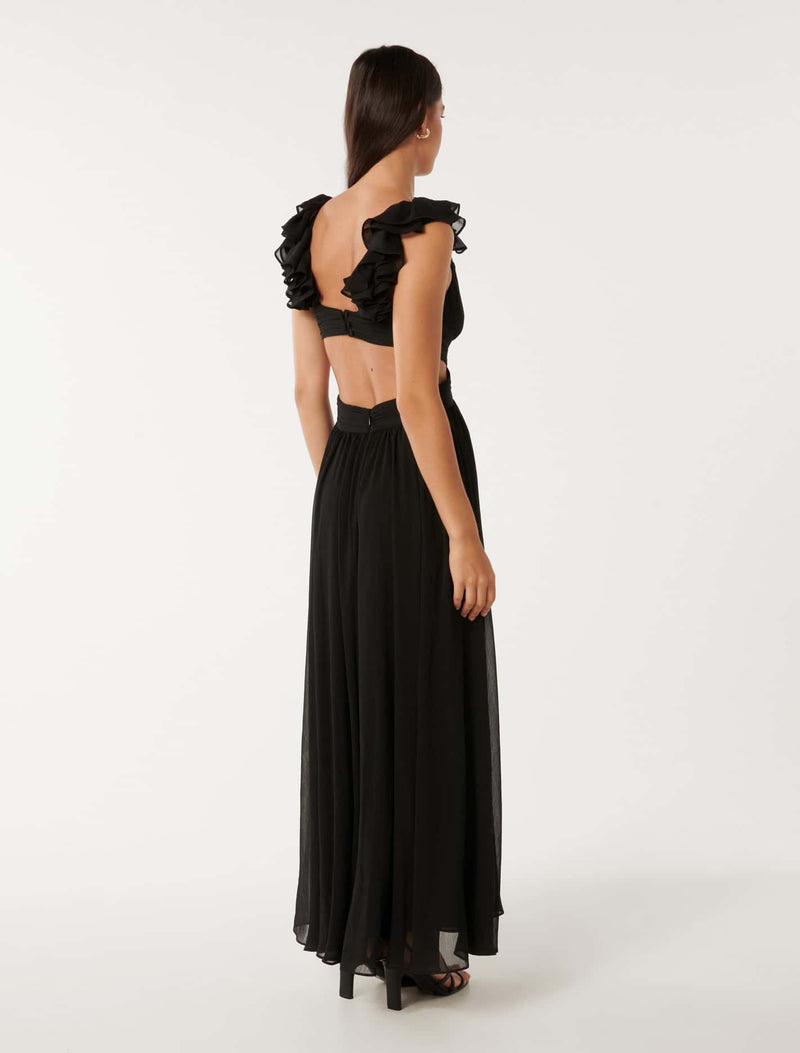 New LuLaRoe Womens sz XS/ S MAURINE black Ruffled high low dress