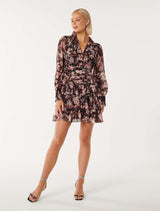 Imogen Printed Ruffle Mini Dress Forever New