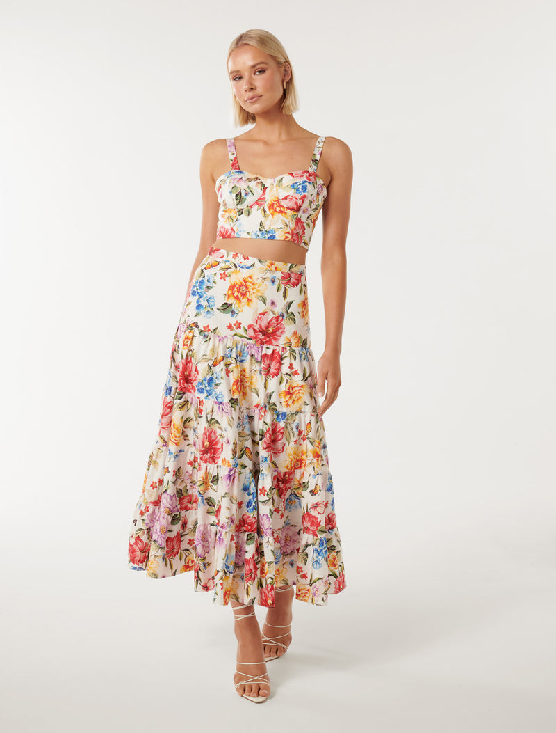 Tilly Tiered Midi Skirt Tivoli Floral | Forever New