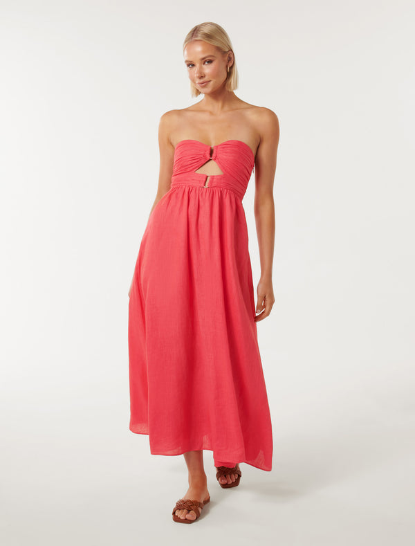 Aaliyah Strapless Ruched Midi Dress Forever New