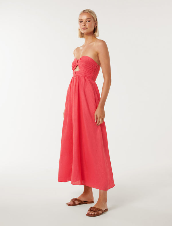 Aaliyah Strapless Ruched Midi Dress Forever New