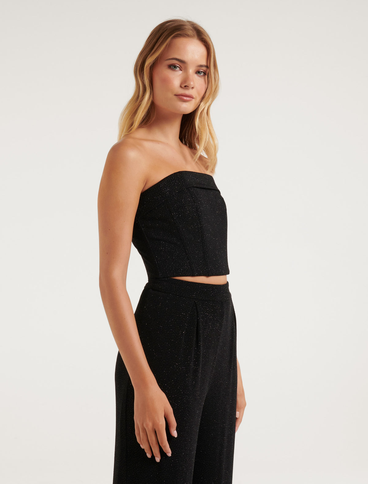 Arielle Glitter Strapless Bustier Top Co-Ord Top Forever New