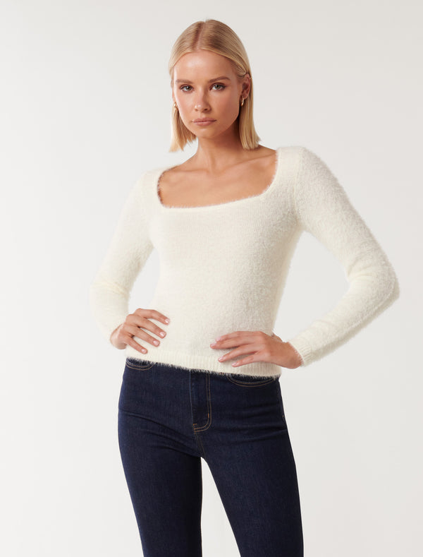 Kendall Square Neck Knit Jumper Forever New