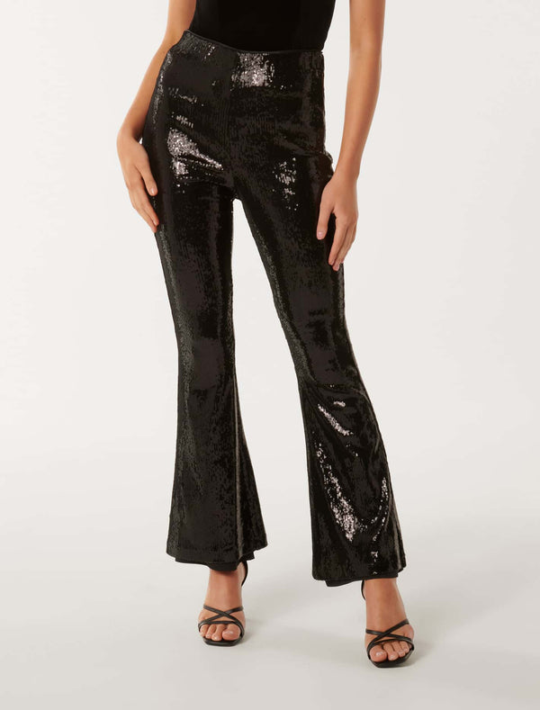 Lilian Sequin Flare Pants Forever New