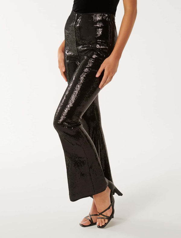 Lilian Sequin Flare Pants Forever New