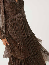 Issy Petite Tiered Plisse Midi Dress Forever New