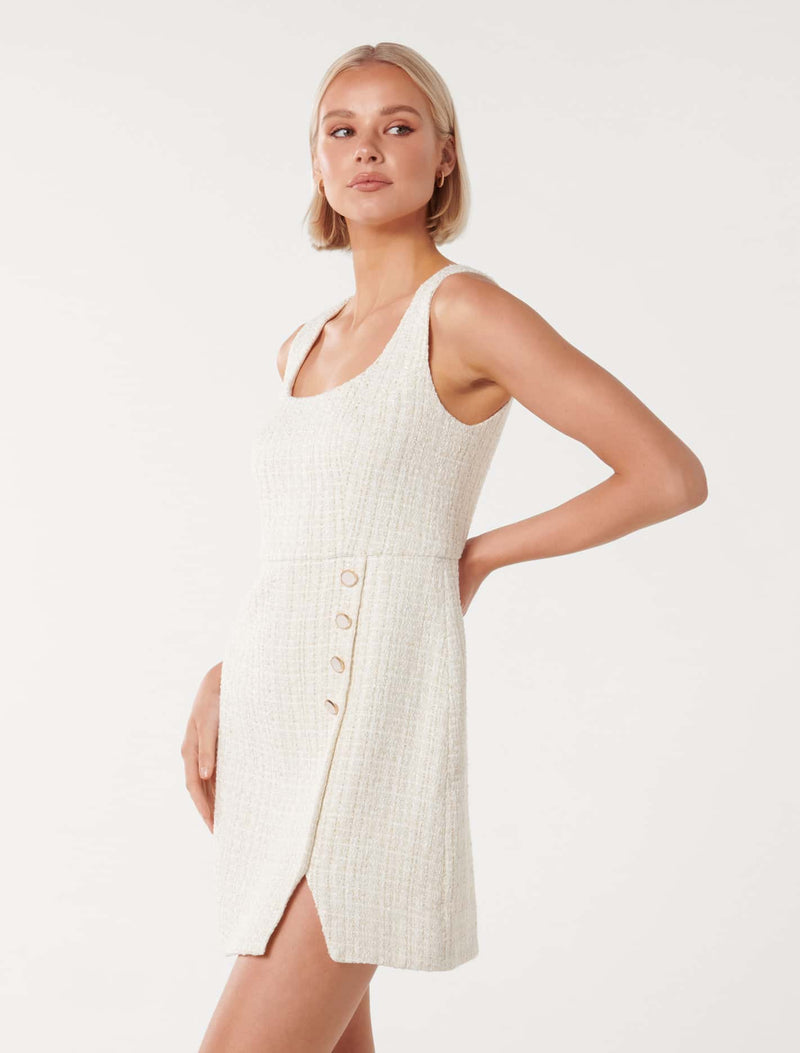 Angie Round Neck Boucle Dress Forever New
