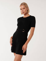 Faye Short Sleeve D Ring Mini Knit Dress Forever New