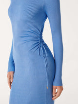 Olivia Ruched Rib Midi Knit Dress Forever New