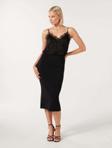 Daphne Crepe Pencil Knit Skirt Forever New