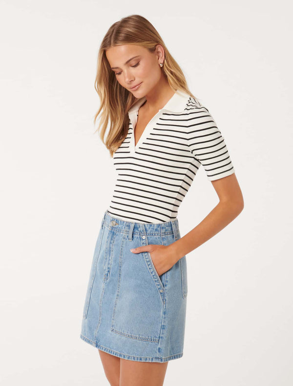 Berlin Short Sleeve Polo Top Forever New