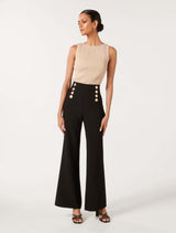 Sara Petite Button Up Slim Flare Pants Forever New