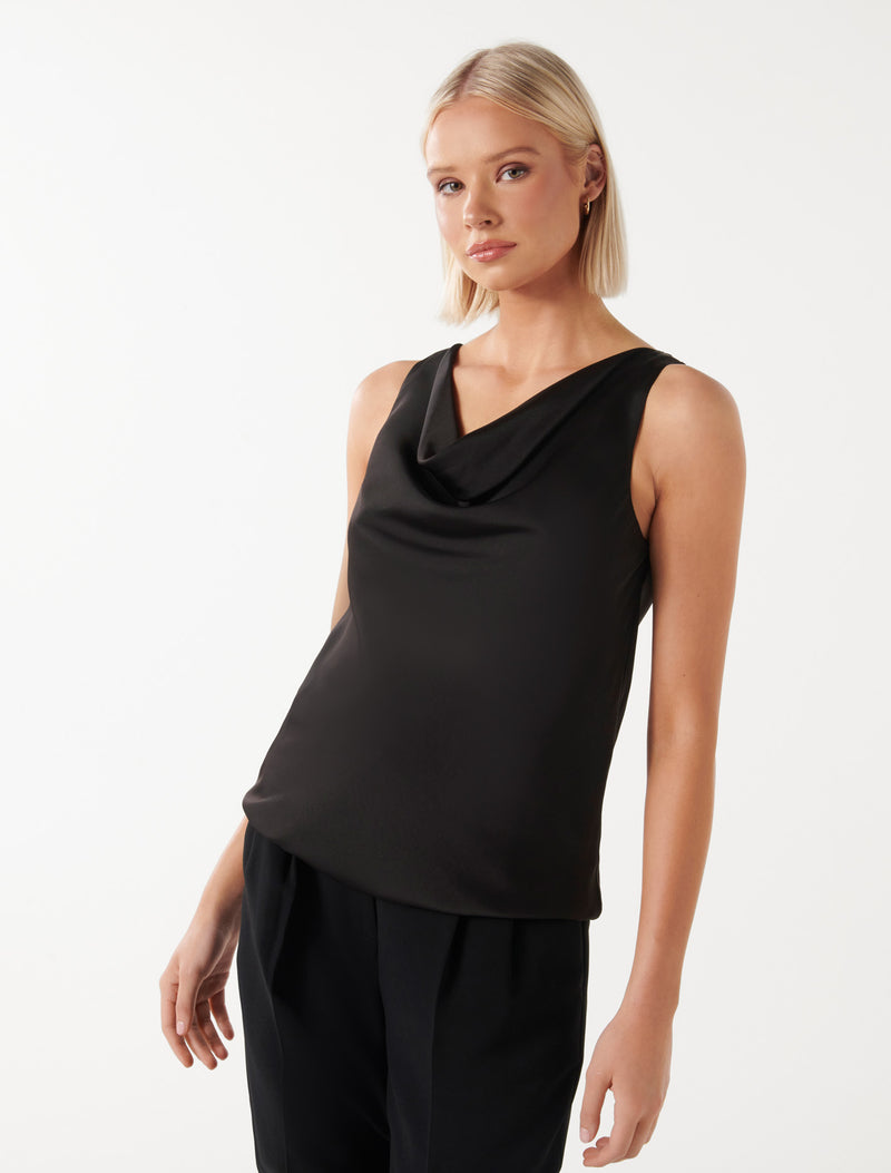 Kayley Cowl Cami Top Black | Forever New