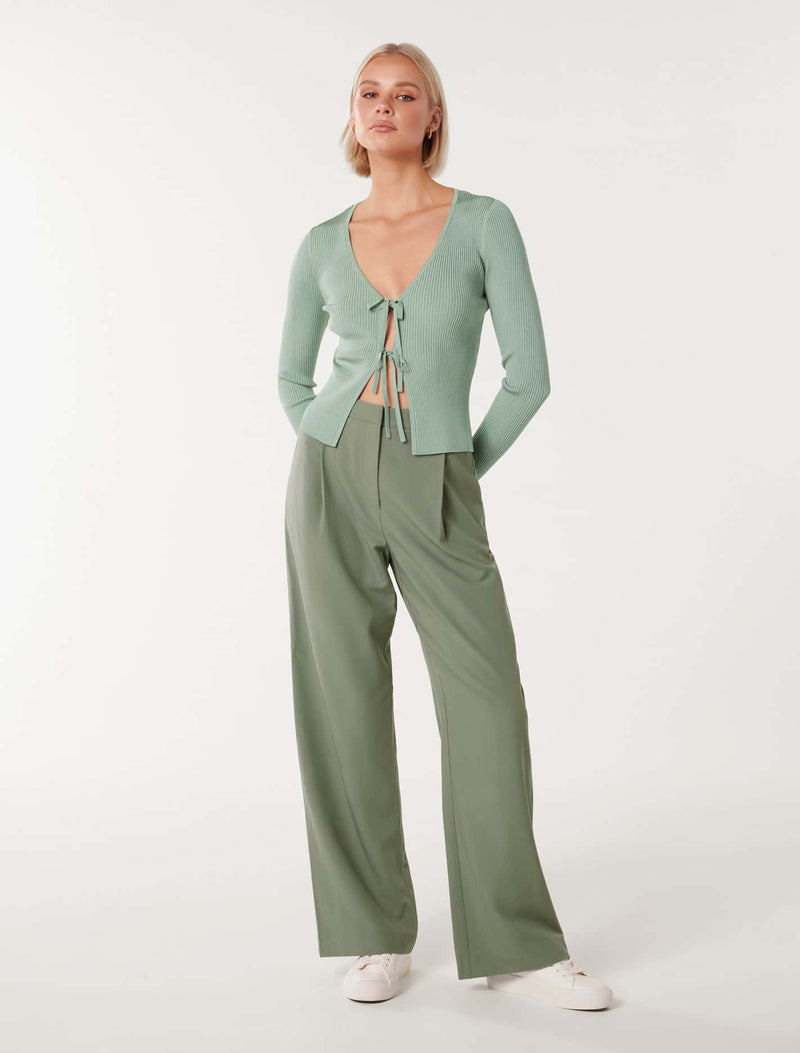 Forever New Petite tailored belted wide-legged pants in blush - ShopStyle  Trousers