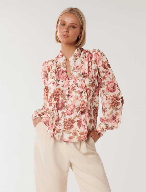 Fawn Frill Tie Blouse Forever New
