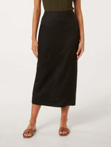 Lucy Linen Column Midi Skirt Forever New