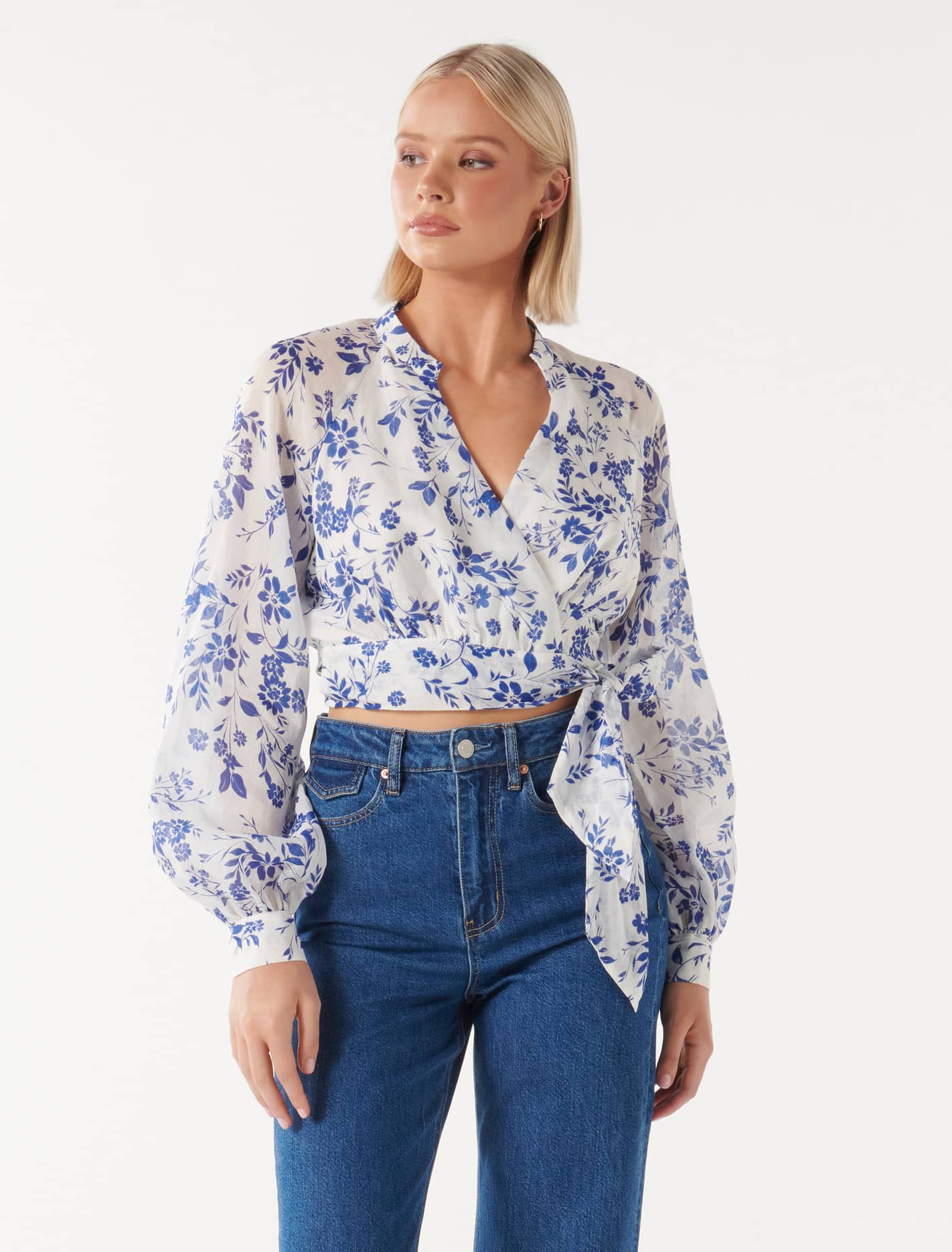 Presley Wrap Raglan Blouse Light Hartley Floral 