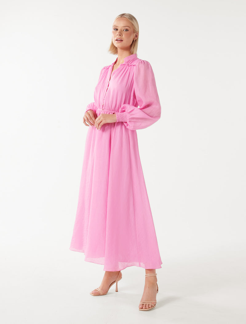 Anita Long-sleeved Midi Dress Candy Floss | Forever New