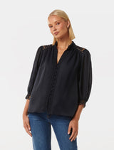 Florence Crochet Trim Blouse Forever New