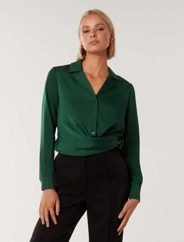 Shelby Satin Tie Wrap Blouse Forever New