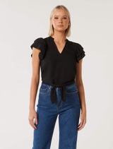 Camila Notched Neck Top Forever New