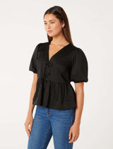 Arabelle Cotton Tie Front Blouse Forever New