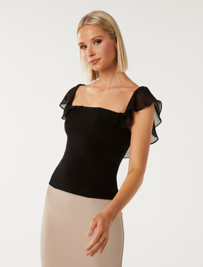 Florence Ruffle Bardot Top Forever New