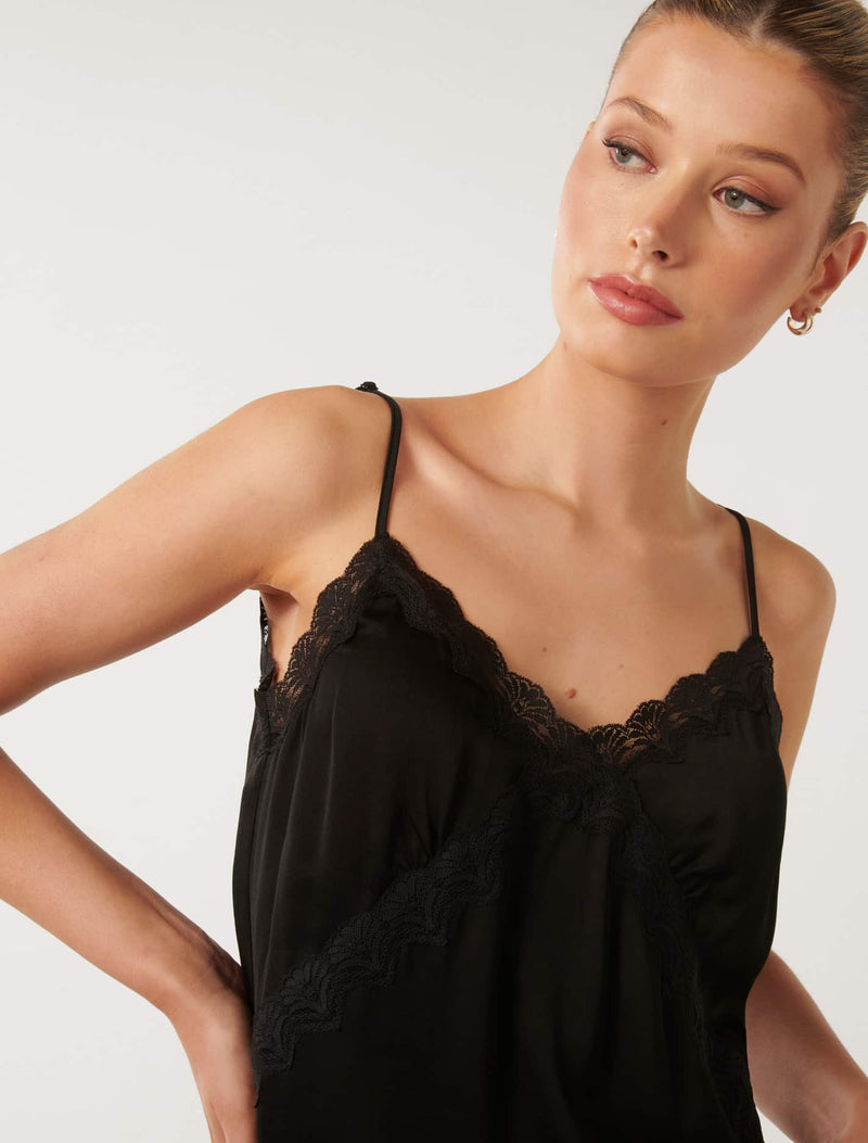 Suki Lace Cami Top Black | Forever New
