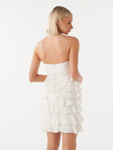 Mimi Ruffle Rosette Mini Dress Forever New