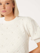 Sierra Embellished Sleeve Knit T-shirt Forever New