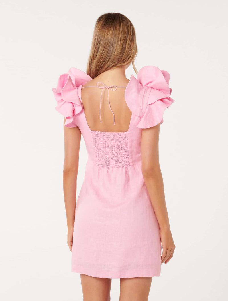 Mackenzie Ruffle Sleeve Mini Dress Forever New