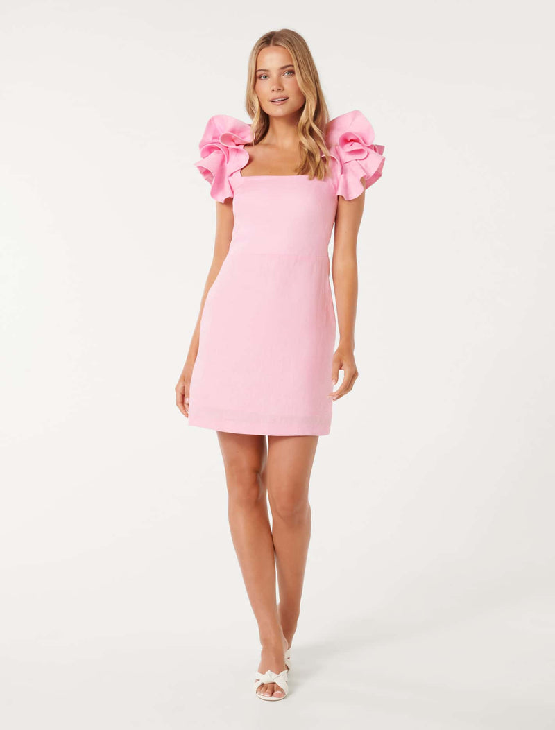Mackenzie Ruffle Sleeve Mini Dress Forever New