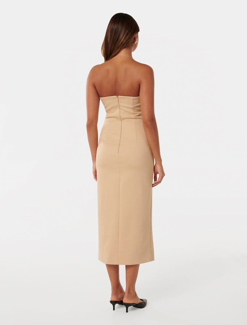 Natty Strapless Suit Dress Dark Camel