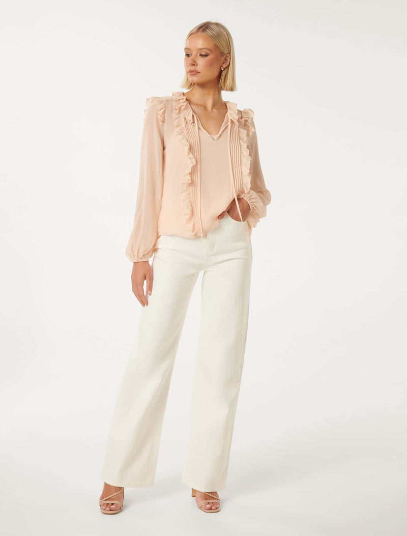 Cody Ruffle Pintuck Blouse Forever New