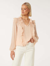 Cody Ruffle Pintuck Blouse Forever New